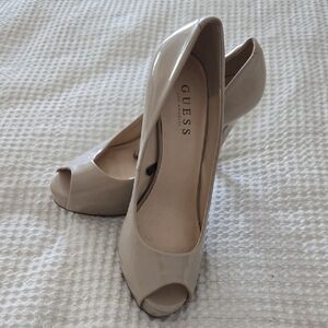 Guess Women's Beige Peep Toe Heels